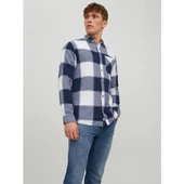 Jack&Jones Minimalist Oversize Uzun Kol Kareli Erkek Gömleği - 1