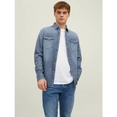Jack&Jones Minimalist Uzun Kol Regular Fit Erkek Denim Gömlek - 11