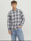 Jack&Jones Erkek Uzun Kol Kareli Minimalist Gömlek - Günlük Stil - 4
