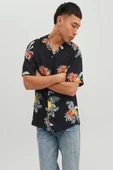 Jack&Jones Oversize Kısa Kol Tropikal Desen Erkek Gömleği - Rahat Kesim - 6