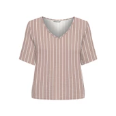 Only V Yaka Çizgili Kadın T-Shirt - Minimalist Stil thumbnail 3