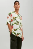 Jack&Jones Oversize Kısa Kol Tropikal Desen Erkek Gömleği - Rahat Kesim - 1