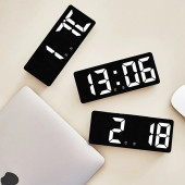 TechTic Masa Saati Derece Alarm Takvim Pil(Dahil Değildir)+Şarjlı Led Işıklı Dijital - 2