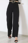 Kemerli Palazzo Pantolon Siyah - 24194.683. - 4