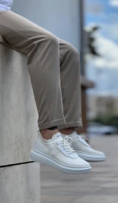 BA0812 Özel Örme Triko Tarz Beyaz Renk Spor Ayakkabı thumbnail 1