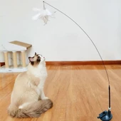 Kedi Oyuncağı Tüylü Zilli Vantuzlu Kedi Oltası thumbnail 6