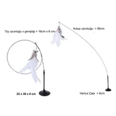 Kedi Oyuncağı Tüylü Zilli Vantuzlu Kedi Oltası thumbnail 4