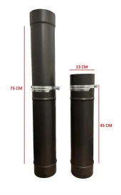 AYARLANABİLİR SOBA BORUSU / BOY: 45<->75 CM / ÇAP: 13 CM / MAT SİYAH EMAYE / BABA'S STOVE - 3