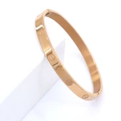 Çelik Kelepçe Bileklik Love Model Altın Kaplama BLZ-288 - 4