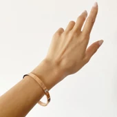 Çelik Kelepçe Bileklik Love Model Altın Kaplama BLZ-288 - 3