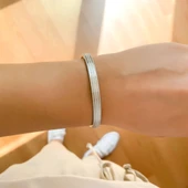 Çelik Kelepçe Bileklik Simli Model BLZ-329 thumbnail 3