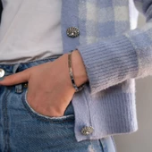 Çelik Kelepçe Bileklik Taşlı Love Model BLZ-596 thumbnail 3