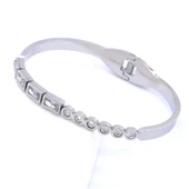 Çelik Kelepçe Bileklik Zirkon Taşlı BLZ-348 thumbnail 5