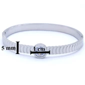 Çelik Kelepçe Bileklik Zirkon Taşlı Model BLZ-426 - 7