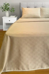 Alla Turca Çift Kişilik Doğal Pamuk Pike Sütlü Kahve - 1