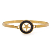 Çelik Kelepçe Bileklik Altın Kaplama Yıldız Detaylı BLZ-492 thumbnail 1