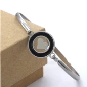 Çelik Kelepçe Bileklik Kalp Detaylı BLZ-489 - 5