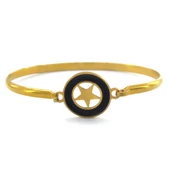 Çelik Kelepçe Bileklik Altın Kaplama Yıldız Detaylı BLZ-492 thumbnail 2