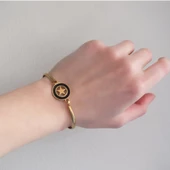 Çelik Kelepçe Bileklik Altın Kaplama Yıldız Detaylı BLZ-492 thumbnail 4