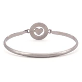 Çelik Kelepçe Bileklik Kalp Detaylı BLZ-489 - 3