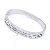 Çelik Kelepçe Bileklik Zirkon Taşlı BLZ-340 thumbnail 4