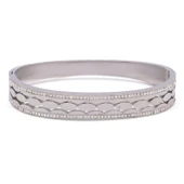 Çelik Kelepçe Bileklik Zirkon Taşlı BLZ-340 thumbnail 1