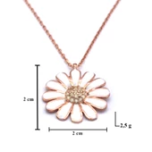 Zirkon Taşlı Beyaz Çiçek Rose Gümüş Kolye GK-216 thumbnail 4