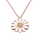 Zirkon Taşlı Beyaz Çiçek Rose Gümüş Kolye GK-216 thumbnail 1