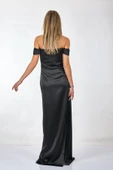 Dori Düşük Kol Önden Yırtmaçlı Saten Maxi Boy  Kadın Abiye 231KB4111 - 9