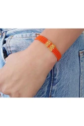 Turuncu Kordon Dokuma Zincir Model Örgü Ip Bileklik thumbnail 1