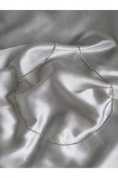 Kristal Taşlı Gümüş Renk Tekli Halka Figürlü Vücut Kolyesi - Aksesuarı - Bel - Zincir - Tasarım thumbnail 2