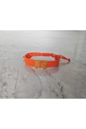 Turuncu Kordon Dokuma Zincir Model Örgü Ip Bileklik thumbnail 2
