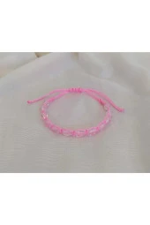 Pembe Kristal Taşlı Makrome Ip Bileklik thumbnail 1