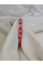 Kırmızı Kristal Taşlı Makrome Ip Bileklik - 2