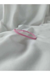 Pembe Örgü Ip Arkadaş Bilekliği - 1