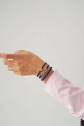 Lacivert Sonsuzluk - Top - Burgu Örgü Ip Best Friends Bileklik Set Üçlü thumbnail 1