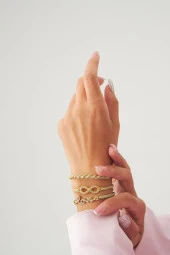 Gold Sonsuzluk - Love - Burgu Örgü Ip Best Friends Bileklik Set Üçlü - 2
