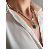Arpa Model Silver Turkuaz Taşlı Zincir Kolye thumbnail 1