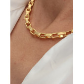 Kare Halkalı Unisex Gold Çelik Kolye thumbnail 3