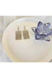 Fenomen Taşlı Parlak Disco Hit Sallantılı Altın Kaplama Küpe thumbnail 1