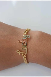 Scritto Lucky Şans Yazılı Gold Bileklik thumbnail 1