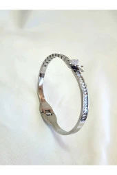 316 L Çelik Kelebek Silver Beyaz Renkli Kelepçe Bileklik thumbnail 2