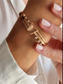 316 L Çelik Kelebek Rose Renkli Kelepçe Bileklik thumbnail 2