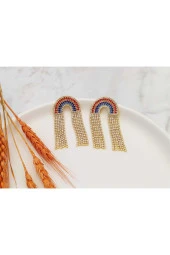 Gökkuşağı Sallantılı Gold Küpe - 1