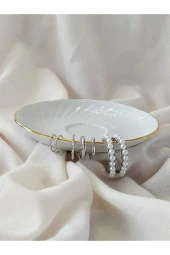 8' Li Incili Gümüş Renkli Küpe Seti thumbnail 1