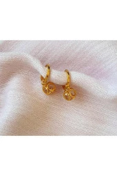 Xuping Jewelry Pembe Zirkon Taş Sallantılı Top Altın Kaplama Küpe thumbnail 1