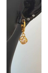 Xuping Jewelry Pembe Zirkon Taş Sallantılı Top Altın Kaplama Küpe thumbnail 2