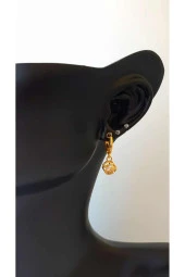 Xuping Jewelry Pembe Zirkon Taş Sallantılı Top Altın Kaplama Küpe thumbnail 4