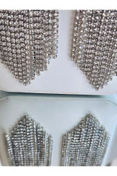 Fenomen Sallantılı Taşlı Gece Abiye Silver Küpe thumbnail 2