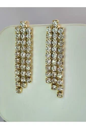 Taşlı Sallantılı Gold Renk Küpe thumbnail 2